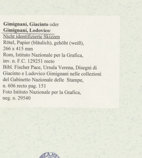 Rückseite von Istituto Nazionale per la Grafica [https://www.deutsche-digitale-bibliothek.de/content/lizenzen/rv-ez/] Nicht identifizierte Skizzen - , bh464570_recto. Foto.