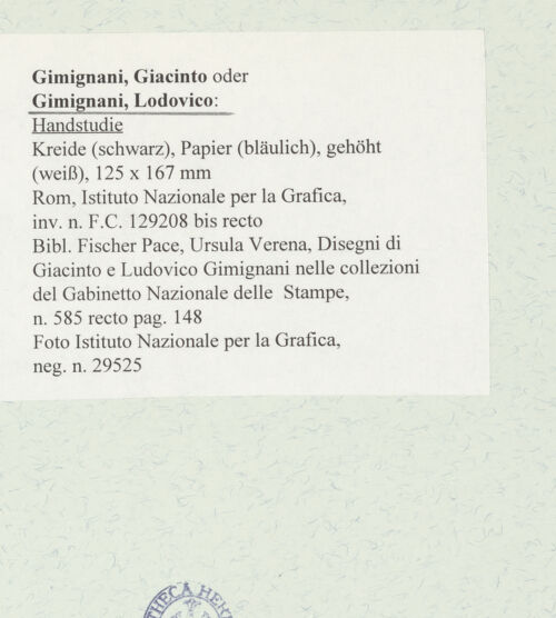 Rückseite von Istituto Nazionale per la Grafica [https://www.deutsche-digitale-bibliothek.de/content/lizenzen/rv-ez/] Handstudie - , bh464593_recto. Foto.