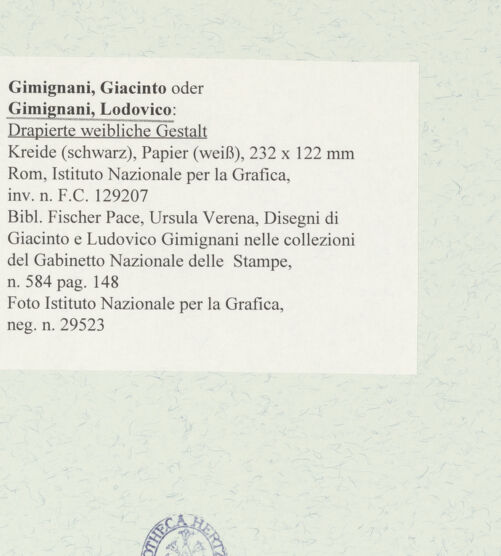 Rückseite von Istituto Nazionale per la Grafica [https://www.deutsche-digitale-bibliothek.de/content/lizenzen/rv-ez/] Drapierte weibliche Gestalt - , bh464595_recto. Foto.