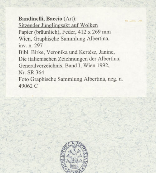 Rückseite von Graphische Sammlung Albertina [https://www.deutsche-digitale-bibliothek.de/content/lizenzen/rv-ez/] Sitzender Jünglingsakt auf Wolken - , bh464847_recto. Foto.