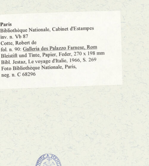 Rückseite von Bibliothèque Nationale, Paris [https://www.deutsche-digitale-bibliothek.de/content/lizenzen/rv-ez/] Galleria des Palazzo Farnese, Rom - , bh466528_recto. Foto.