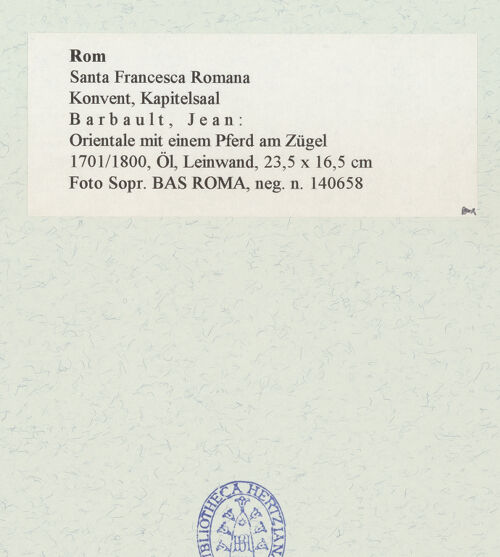 Rückseite von Sopr. BAS ROMA [https://www.deutsche-digitale-bibliothek.de/content/lizenzen/rv-fz/] Orientale mit einem Pferd am Zügel - , bh466570_recto. Foto.