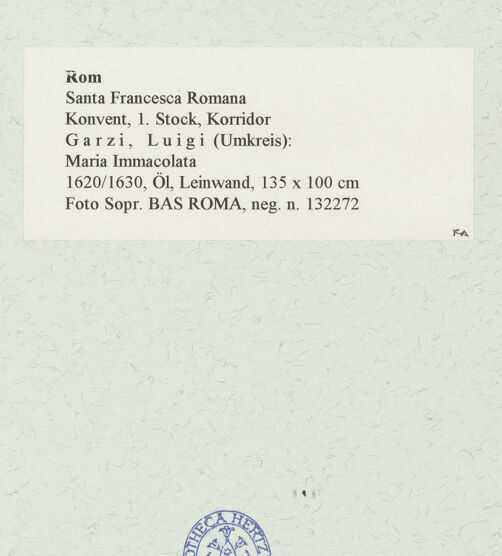 Rückseite von Sopr. BAS ROMA [https://www.deutsche-digitale-bibliothek.de/content/lizenzen/rv-ez/] Maria Immacolata - , bh466737_recto. Foto.