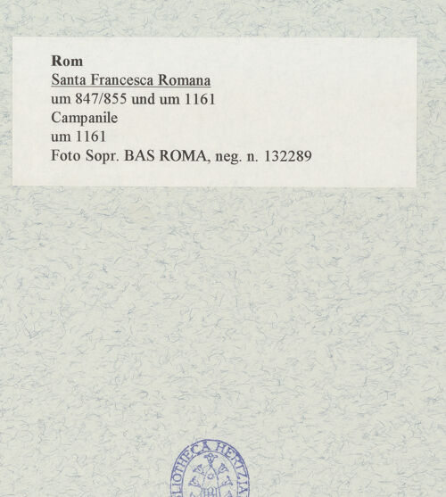 Rückseite von Sopr. BAS ROMA [https://www.deutsche-digitale-bibliothek.de/content/lizenzen/rv-ez/] Santa Maria Nova - , bh466866_recto. Foto.