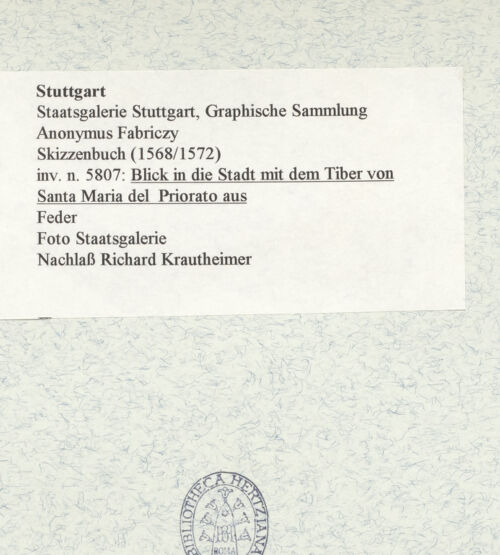 Rückseite von Staatsgalerie Stuttgart [http://creativecommons.org/publicdomain/mark/1.0/] Panorama vom Aventin in Rom - , bh466933_recto. Foto.