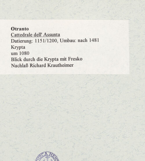 Rückseite von unbekannt [https://www.deutsche-digitale-bibliothek.de/content/lizenzen/rv-fz/] CattedraleKrypta - Blick in die nördliche Seitenapsis von Nordwesten, bh468519_recto. Foto.