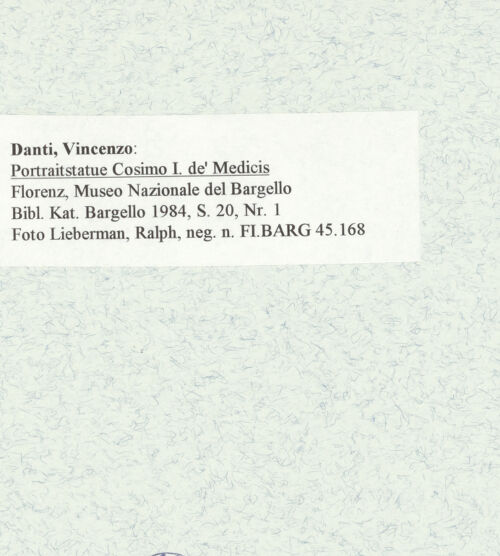 Rückseite von Lieberman, Ralph [https://www.deutsche-digitale-bibliothek.de/content/lizenzen/rv-ez/] Herzog Cosimo I. als Augustus - , bh469235_recto. Foto.