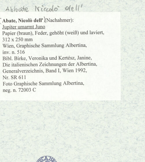 Rückseite von Graphische Sammlung Albertina [https://rightsstatements.org/page/CNE/1.0/] Jupiter umarmt Juno - , bh469854_recto. Foto.