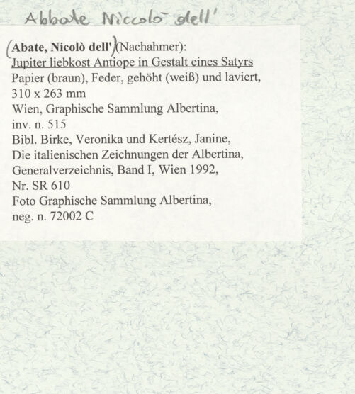 Rückseite von Graphische Sammlung Albertina [https://www.deutsche-digitale-bibliothek.de/content/lizenzen/rv-ez/] Jupiter liebkost Antiope in Gestalt eines Satyrs - , bh469855_recto. Foto.