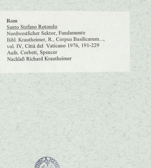 Rückseite von Corbett, Spencer [https://www.deutsche-digitale-bibliothek.de/content/lizenzen/rv-ez/] Santo Stefano Rotondo - Nordwestlicher Sektor, Fundamente, bh470283_recto. Foto: Corbett, Spencer.