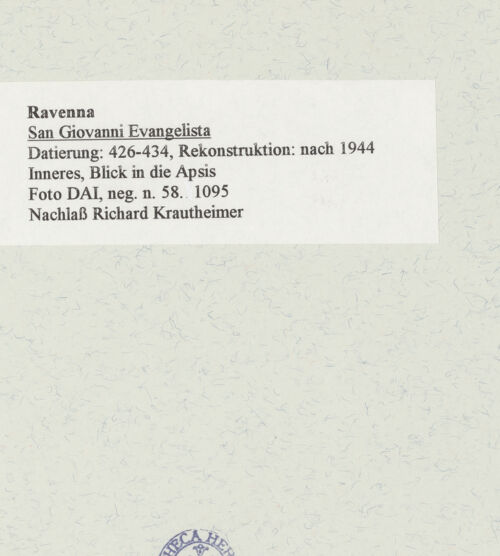 Rückseite von DAI [https://www.deutsche-digitale-bibliothek.de/content/lizenzen/rv-ez/] San Giovanni EvangelistaInnenraum - Ansicht von Westen (nach der Restaurierung), bh470683_recto. Foto.