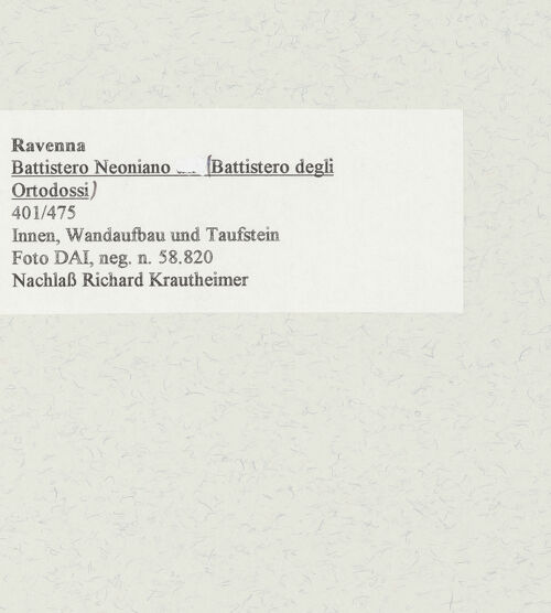 Rückseite von DAI [https://www.deutsche-digitale-bibliothek.de/content/lizenzen/rv-ez/] Baptisterium der Orthodoxen - Innenansicht, Wandaufbau und Taufbecken, bh471518_recto. Foto.