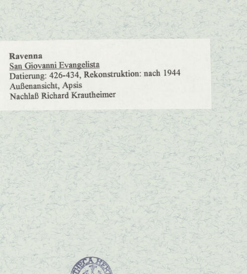 Rückseite von unbekannt [https://www.deutsche-digitale-bibliothek.de/content/lizenzen/rv-fz/] San Giovanni EvangelistaAußenbauApsis und Ostbau - Ansicht von Osten, bh471559_recto. Foto.