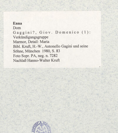 Rückseite von Sopr. BAS PA [https://www.deutsche-digitale-bibliothek.de/content/lizenzen/rv-ez/] Verkündigungsgruppe - Detail: Maria, bh472057_recto. Foto.