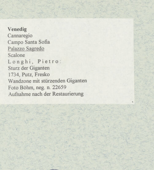 Rückseite von Böhm [https://www.deutsche-digitale-bibliothek.de/content/lizenzen/rv-ez/] Sturz der Giganten - Wandzone mit stürzenden Giganten, bh472270_recto. Foto.