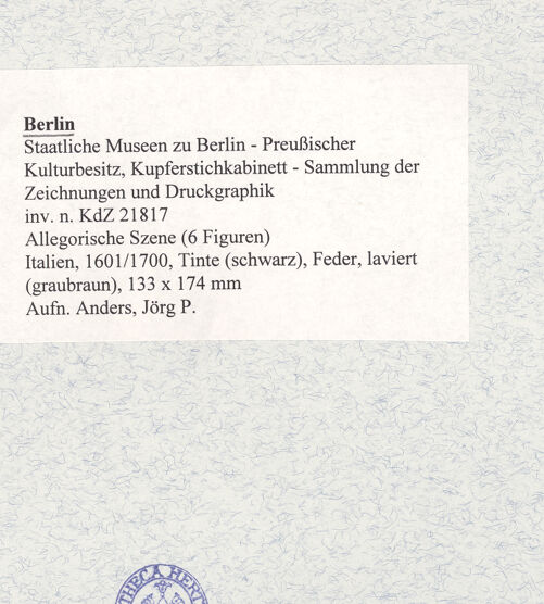 Rückseite von Kupferstichkabinett [https://www.deutsche-digitale-bibliothek.de/content/lizenzen/rv-ez/] Allegorische Szene (6 Figuren) - , bh473371_recto. Foto: Anders, Jörg P..