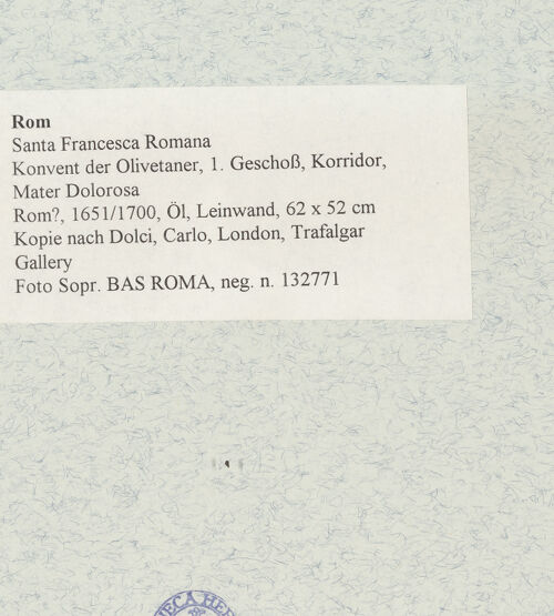 Rückseite von Sopr. BAS ROMA [https://www.deutsche-digitale-bibliothek.de/content/lizenzen/rv-ez/] Mater Dolorosa - , bh473837_recto. Foto.