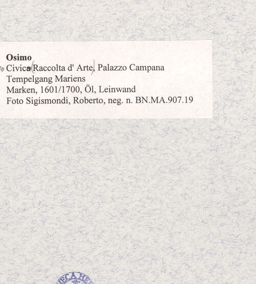 Rückseite von Sigismondi, Roberto [https://www.deutsche-digitale-bibliothek.de/content/lizenzen/rv-fz/] Tempelgang Mariens - , bh473961_recto. Foto: Sigismondi, Roberto.