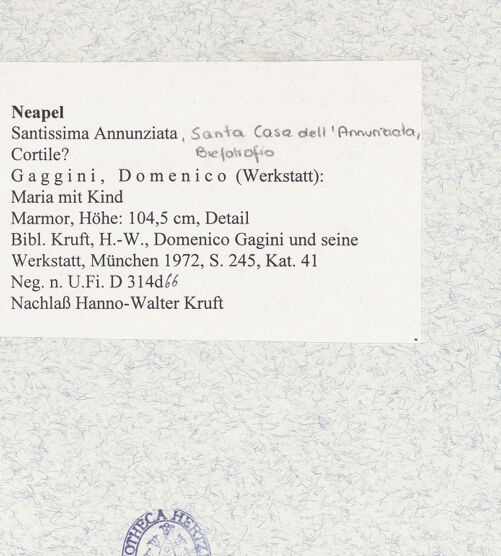 Rückseite von Bibliotheca Hertziana [https://www.deutsche-digitale-bibliothek.de/content/lizenzen/rv-fz/] Madonna - Detail, bh474341_recto. Foto.