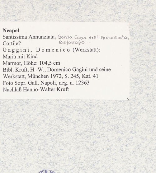 Rückseite von Sopr. Gall. Napoli [https://www.deutsche-digitale-bibliothek.de/content/lizenzen/rv-ez/] Madonna - Seitenansicht, bh474345_recto. Foto.