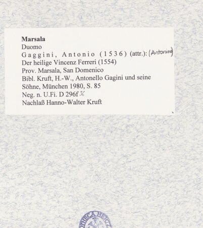 Rückseite von Bibliotheca Hertziana [https://www.deutsche-digitale-bibliothek.de/content/lizenzen/rv-fz/] Der heilige Vincenz Ferreri - Gesamtansicht, bh474993_recto. Foto: Kruft, Hanno-Walter.