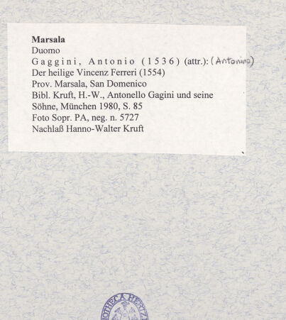 Rückseite von Sopr. BAS PA [https://www.deutsche-digitale-bibliothek.de/content/lizenzen/rv-ez/] Der heilige Vincenz Ferreri - Gesamtansicht, bh474997_recto. Foto.