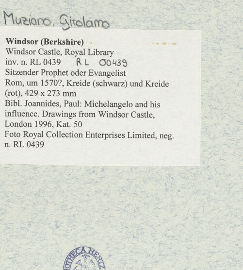 Rückseite von Royal Collection Enterprises Limited [https://www.deutsche-digitale-bibliothek.de/content/lizenzen/rv-ez/] Sitzender Prophet oder Evangelist - , bh476975_recto. Foto.