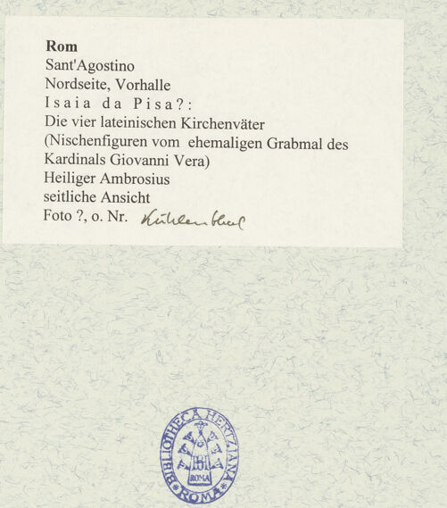 Rückseite von Kühlenthal, Michael [https://www.deutsche-digitale-bibliothek.de/content/lizenzen/rv-ez/] Die vier lateinischen KirchenväterHeiliger Ambrosius - seitliche Ansicht, bh477552_recto. Foto.
