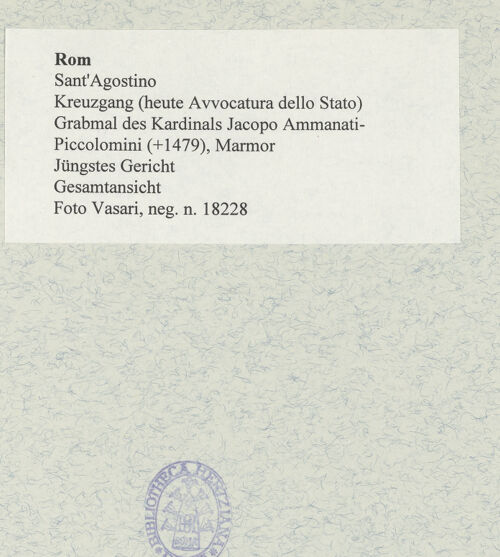 Rückseite von Vasari [https://www.deutsche-digitale-bibliothek.de/content/lizenzen/rv-ez/] Grabmal des Kardinals Jacopo Ammanati-Piccolomini (+1479)Jüngstes Gericht - Gesamtansicht, bh477933_recto. Foto.