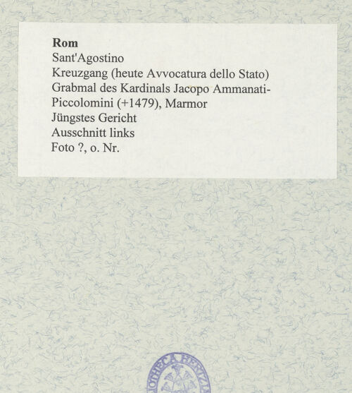 Rückseite von unbekannt [https://www.deutsche-digitale-bibliothek.de/content/lizenzen/rv-fz/] Grabmal des Kardinals Jacopo Ammanati-Piccolomini (+1479)Jüngstes Gericht - Ausschnitt links, bh477934_recto. Foto.