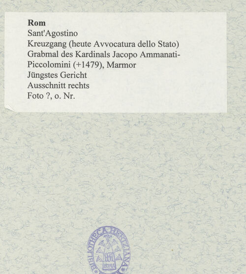 Rückseite von unbekannt [https://www.deutsche-digitale-bibliothek.de/content/lizenzen/rv-fz/] Grabmal des Kardinals Jacopo Ammanati-Piccolomini (+1479)Jüngstes Gericht - Ausschnitt rechts, bh477935_recto. Foto.