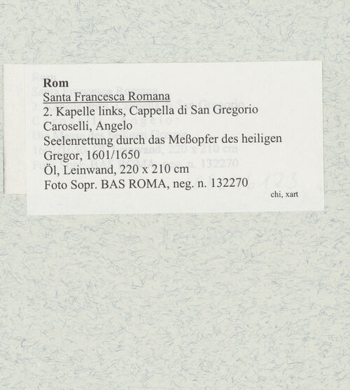 Rückseite von Sopr. BAS ROMA [https://www.deutsche-digitale-bibliothek.de/content/lizenzen/rv-ez/] Seelenrettung durch das Meßopfer des heiligen Gregor - , bh480140_recto. Foto.