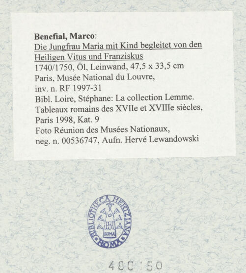 Rückseite von Sopr. BAS ROMA [https://www.deutsche-digitale-bibliothek.de/content/lizenzen/rv-ez/] Zyklus von Szenen aus dem Marienlebenlinke Wand: Flucht nach Ägypten - , bh480150_recto. Foto.