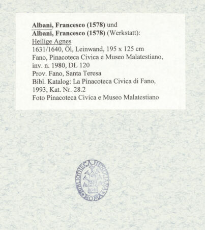 Rückseite von Pinacoteca Civica e Museo Malatestiano [https://www.deutsche-digitale-bibliothek.de/content/lizenzen/rv-ez/] Heilige Agnes - , bh481567_recto. Foto.