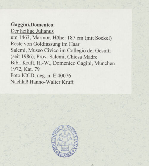 Rückseite von ICCD [https://www.deutsche-digitale-bibliothek.de/content/lizenzen/rv-ez/] Der heilige Julianus Hospitator - , bh482534_recto. Foto.