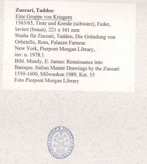 Rückseite von Pierpont Morgan Library [https://www.deutsche-digitale-bibliothek.de/content/lizenzen/rv-ez/] Eine Gruppe von Kriegern - , bh483054_recto. Foto.