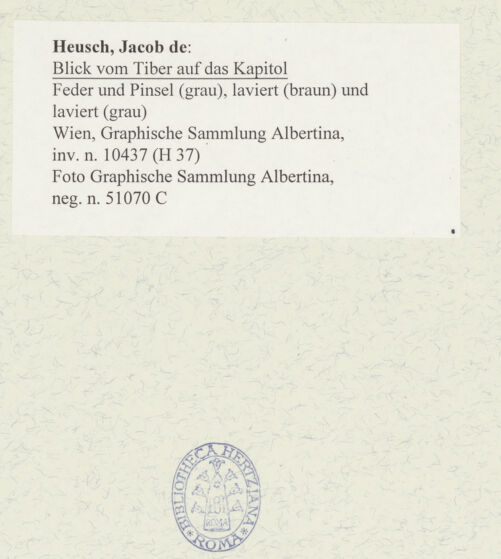 Rückseite von Graphische Sammlung Albertina [https://www.deutsche-digitale-bibliothek.de/content/lizenzen/rv-ez/] Blick vom Tiber auf das Kapitol - , bh483071_recto. Foto.