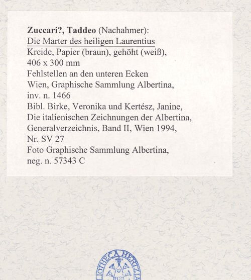 Rückseite von Graphische Sammlung Albertina [https://www.deutsche-digitale-bibliothek.de/content/lizenzen/rv-ez/] Die Marter des heiligen Laurentius - , bh483231_recto. Foto.