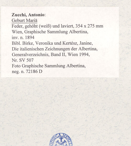 Rückseite von Graphische Sammlung Albertina [https://www.deutsche-digitale-bibliothek.de/content/lizenzen/rv-ez/] Geburt Mariä - , bh484723_recto. Foto.