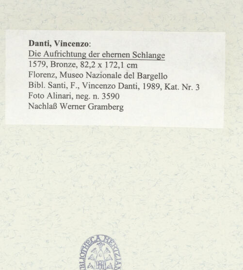 Rückseite von Alinari [https://www.deutsche-digitale-bibliothek.de/content/lizenzen/rv-ez/] Die Aufrichtung der ehernen Schlange - , bh487500_recto. Foto.