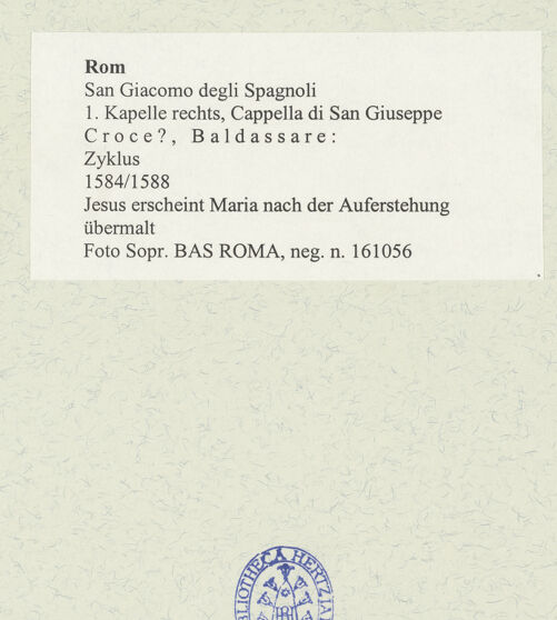 Rückseite von Sopr. BAS ROMA [https://www.deutsche-digitale-bibliothek.de/content/lizenzen/rv-ez/] Jesus erscheint Maria nach der Auferstehung - , bh488735_recto. Foto.