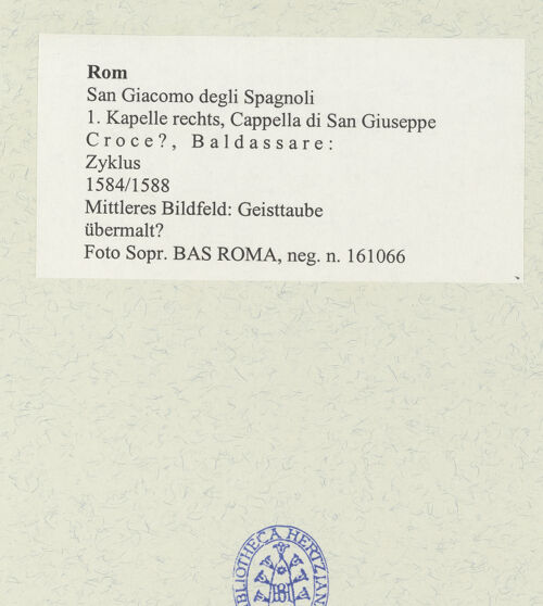 Rückseite von Sopr. BAS ROMA [https://www.deutsche-digitale-bibliothek.de/content/lizenzen/rv-ez/] Mittleres Bildfeld: Geisttaube - , bh488738_recto. Foto.