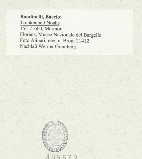 Rückseite von Alinari [https://www.deutsche-digitale-bibliothek.de/content/lizenzen/rv-ez/] Trunkenheit Noahs - , bh489532_recto. Foto.