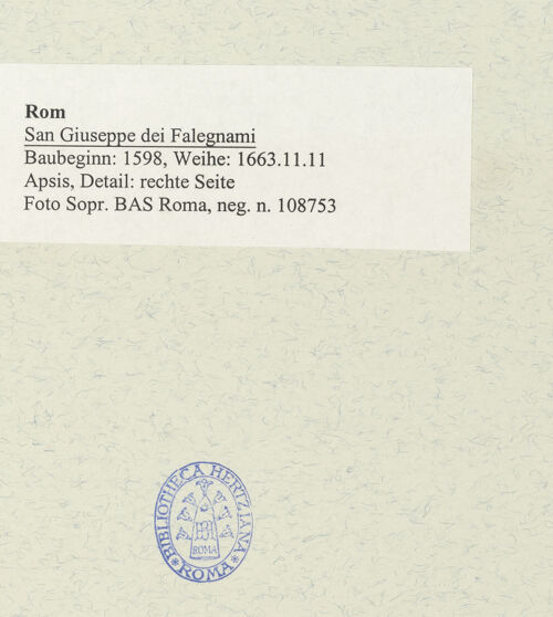 Rückseite von Sopr. BAS Roma [https://www.deutsche-digitale-bibliothek.de/content/lizenzen/rv-ez/] San Giuseppe dei Falegnami - Apsis, Detail: rechte Seite, bh490059_recto. Foto.