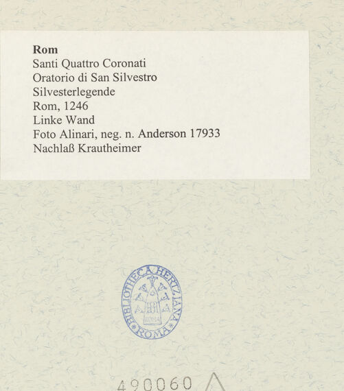 Rückseite von Alinari [https://www.deutsche-digitale-bibliothek.de/content/lizenzen/rv-ez/] Silvesterlegende - Linke Wand (Nordwand), bh490060_recto. Foto.