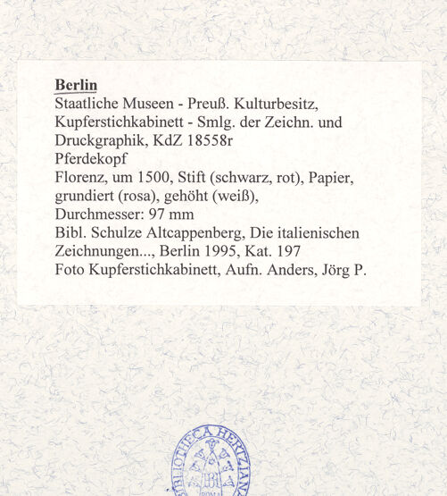 Rückseite von Kupferstichkabinett [https://www.deutsche-digitale-bibliothek.de/content/lizenzen/rv-ez/] Pferdekopf - , bh490873_recto. Foto: Anders, Jörg P..