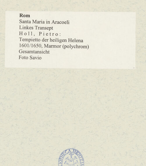 Rückseite von Savio, Oscar [https://www.deutsche-digitale-bibliothek.de/content/lizenzen/rv-ez/] Tempietto der heiligen Helena - Gesamtansicht, bh491083-16_recto. Foto.