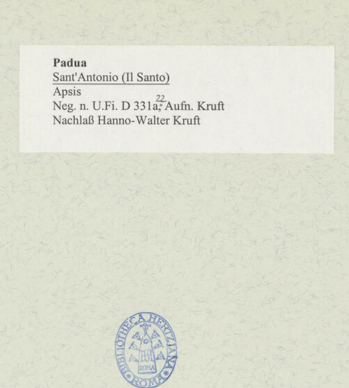 Rückseite von Bibliotheca Hertziana [https://www.deutsche-digitale-bibliothek.de/content/lizenzen/rv-fz/] Sant'AntonioNordseite - Chor von Norden, bh491432_recto. Foto: Kruft, Hanno-Walter.