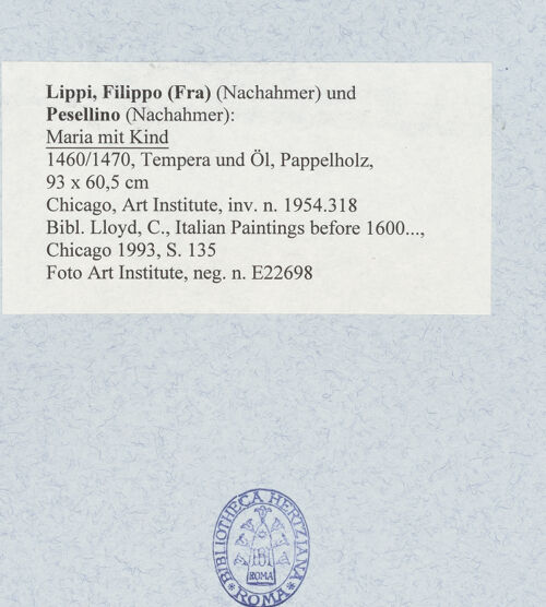 Rückseite von Art Institute [https://rightsstatements.org/page/CNE/1.0/] Maria mit Kind - , bh492468_recto. Foto.