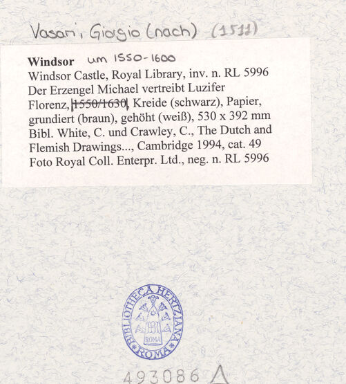 Rückseite von Royal Collection Enterprises Limited [https://www.deutsche-digitale-bibliothek.de/content/lizenzen/rv-ez/] Der Erzengel Michael vertreibt Luzifer - , bh493086_recto. Foto.